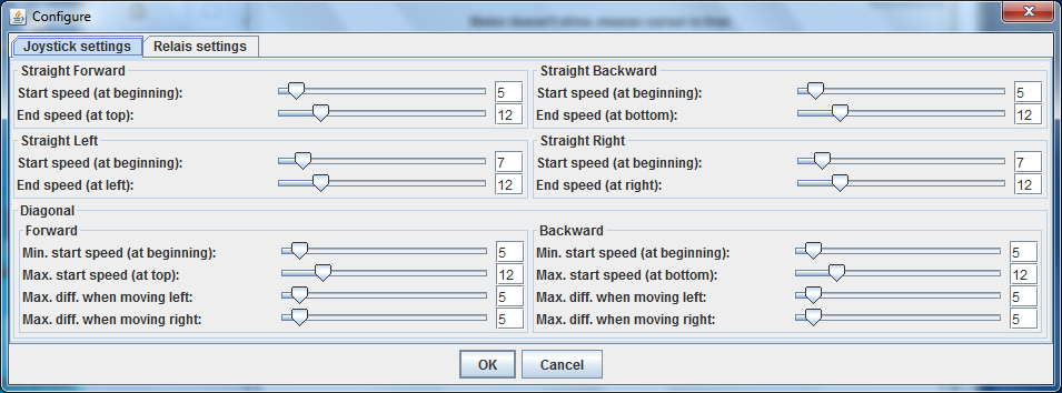 [Configuration dialog of joystick]