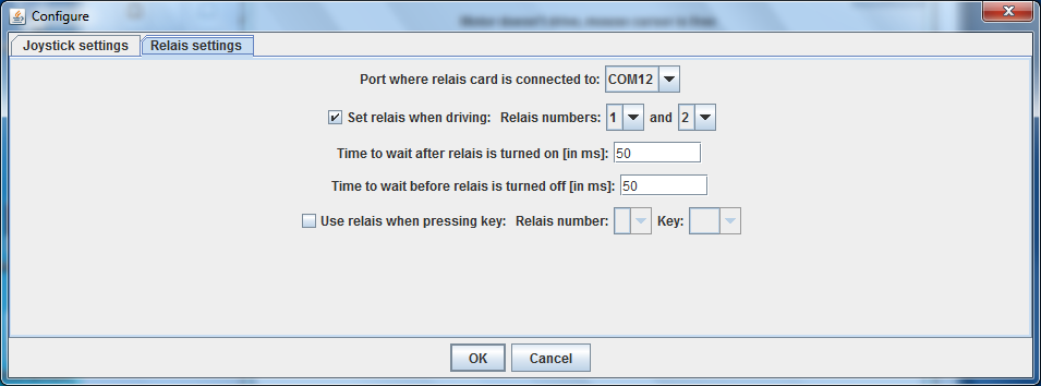 [Configuration dialog of relais card]
